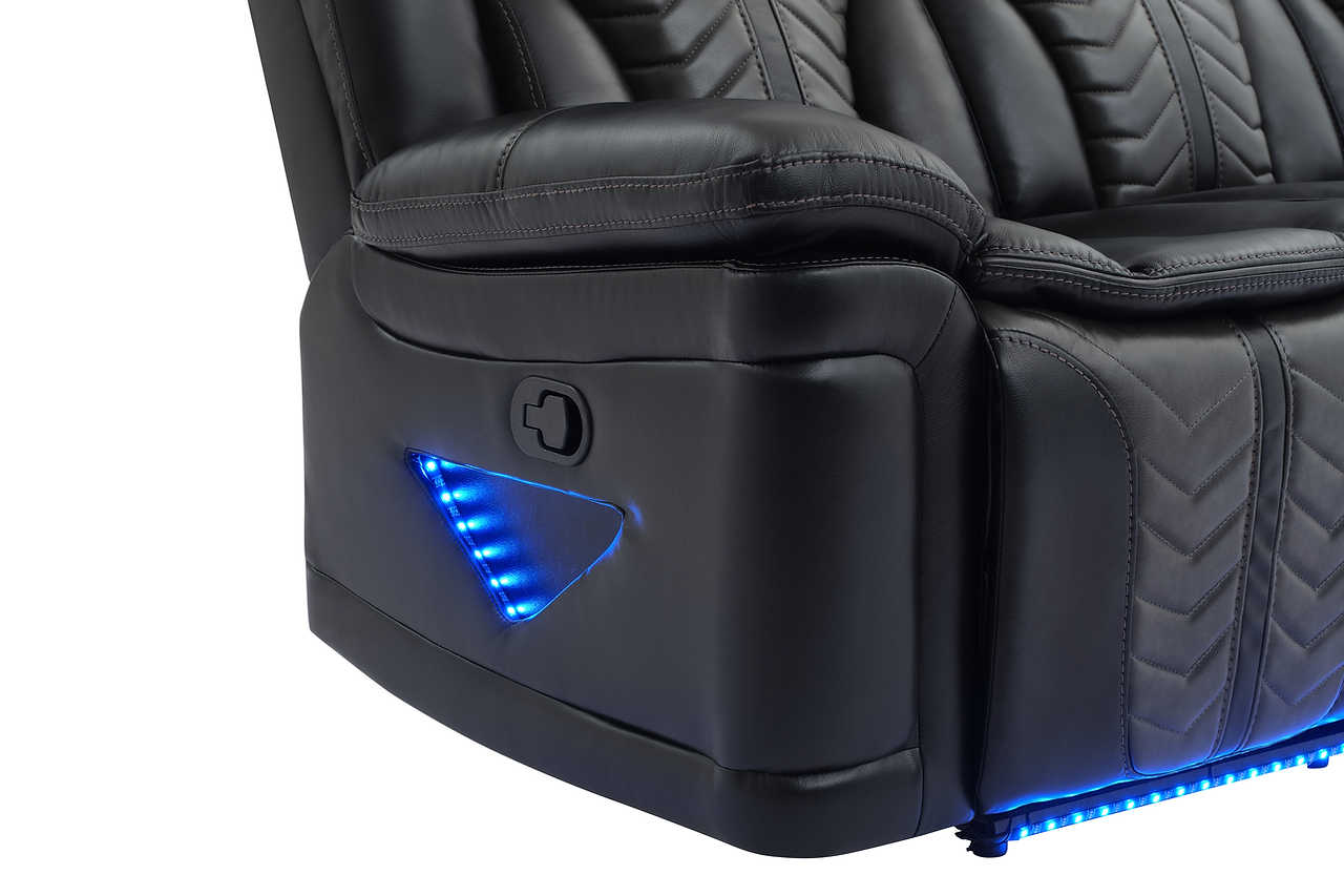 Prime Time Black Air Leather 3-Piece Reclining Set