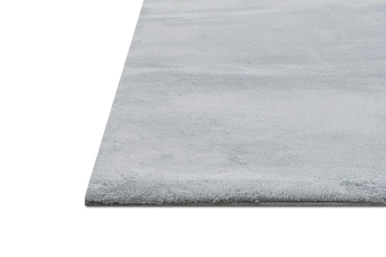 Rabbit Solid Silver art silk shine rug, angled view