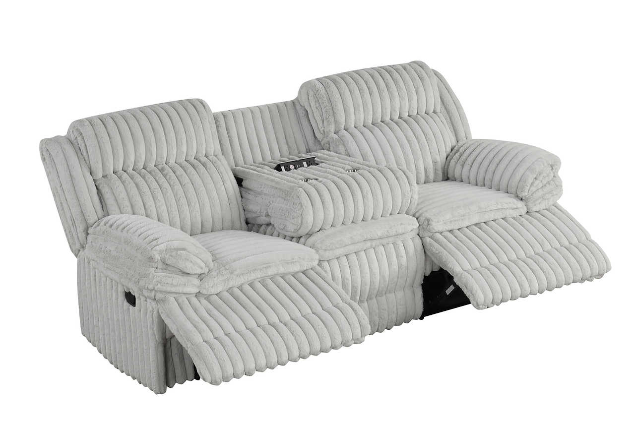 Close-up of cupholders on reclining loveseat