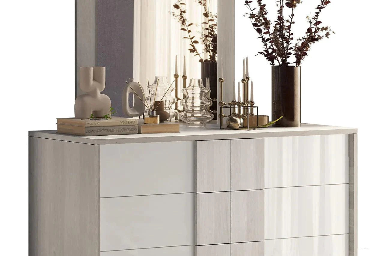 Tower White solid wood nightstand drawer detail