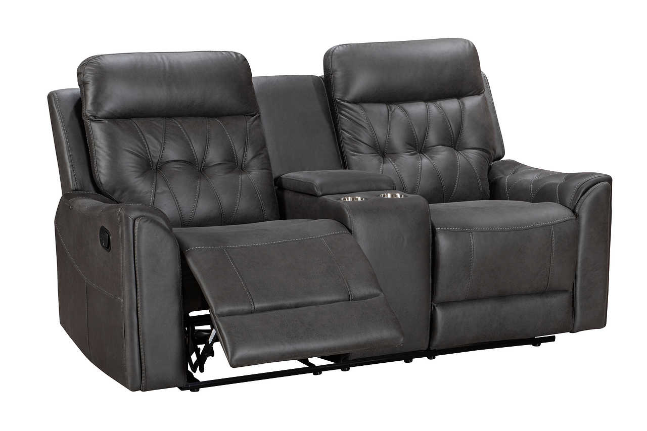 Front view of Rita reclining sofa, loveseat, and recliner