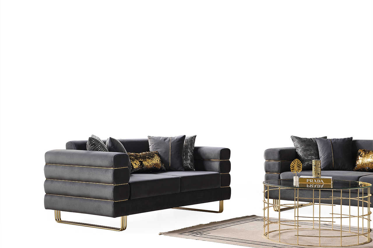 Luma Grey Living Room Set sofa front view