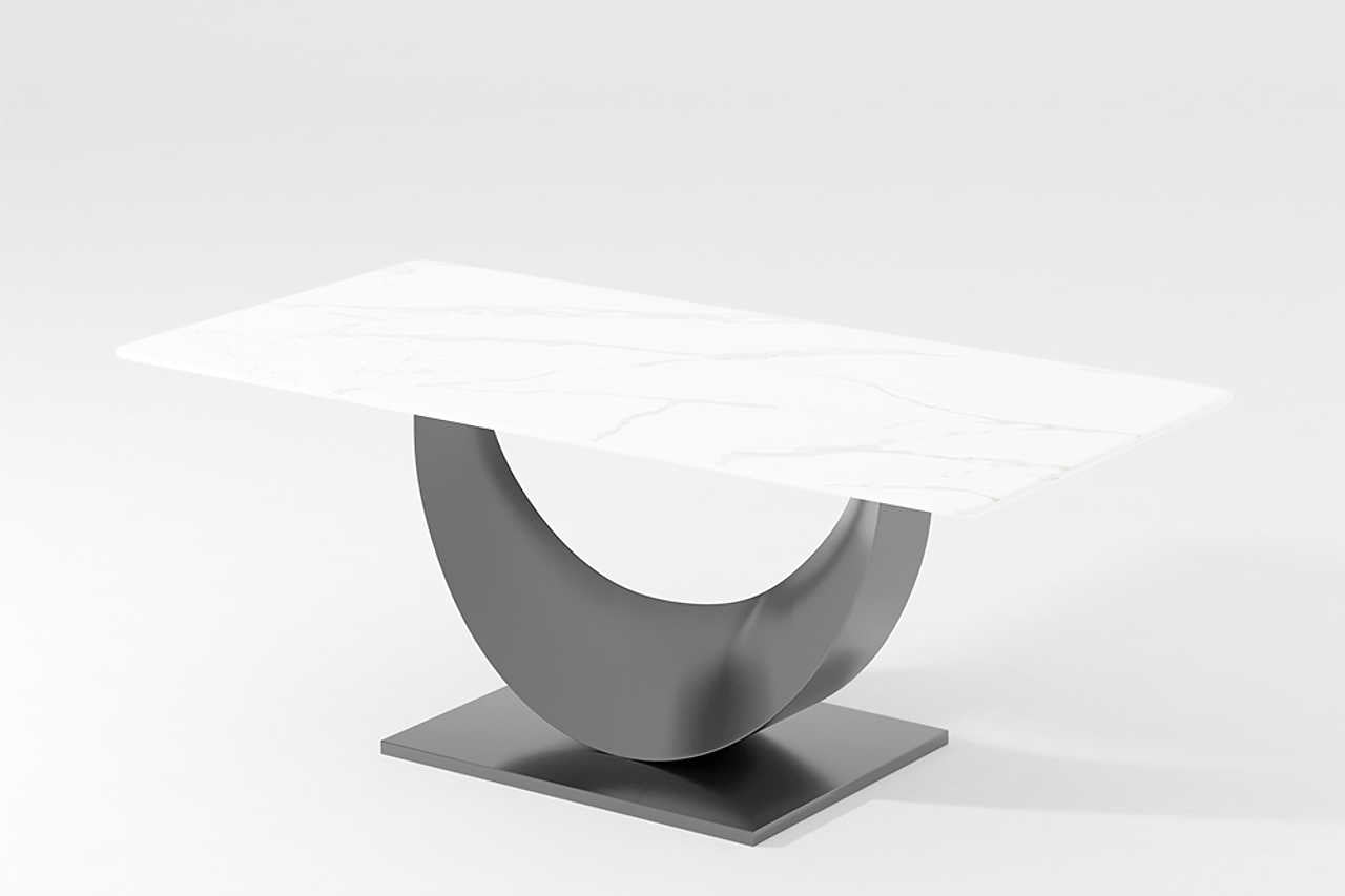 Detail of carbon steel base on Myla dining table