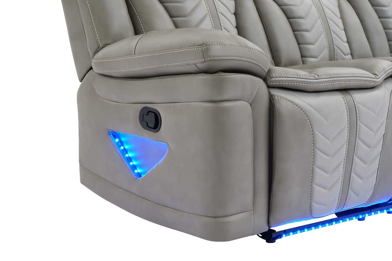 Recliner seat fully extended showing reclining function