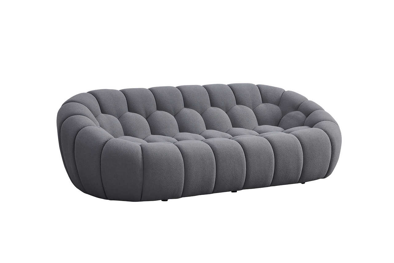 Side view of Bubbles Gray Boucle Living Room Set