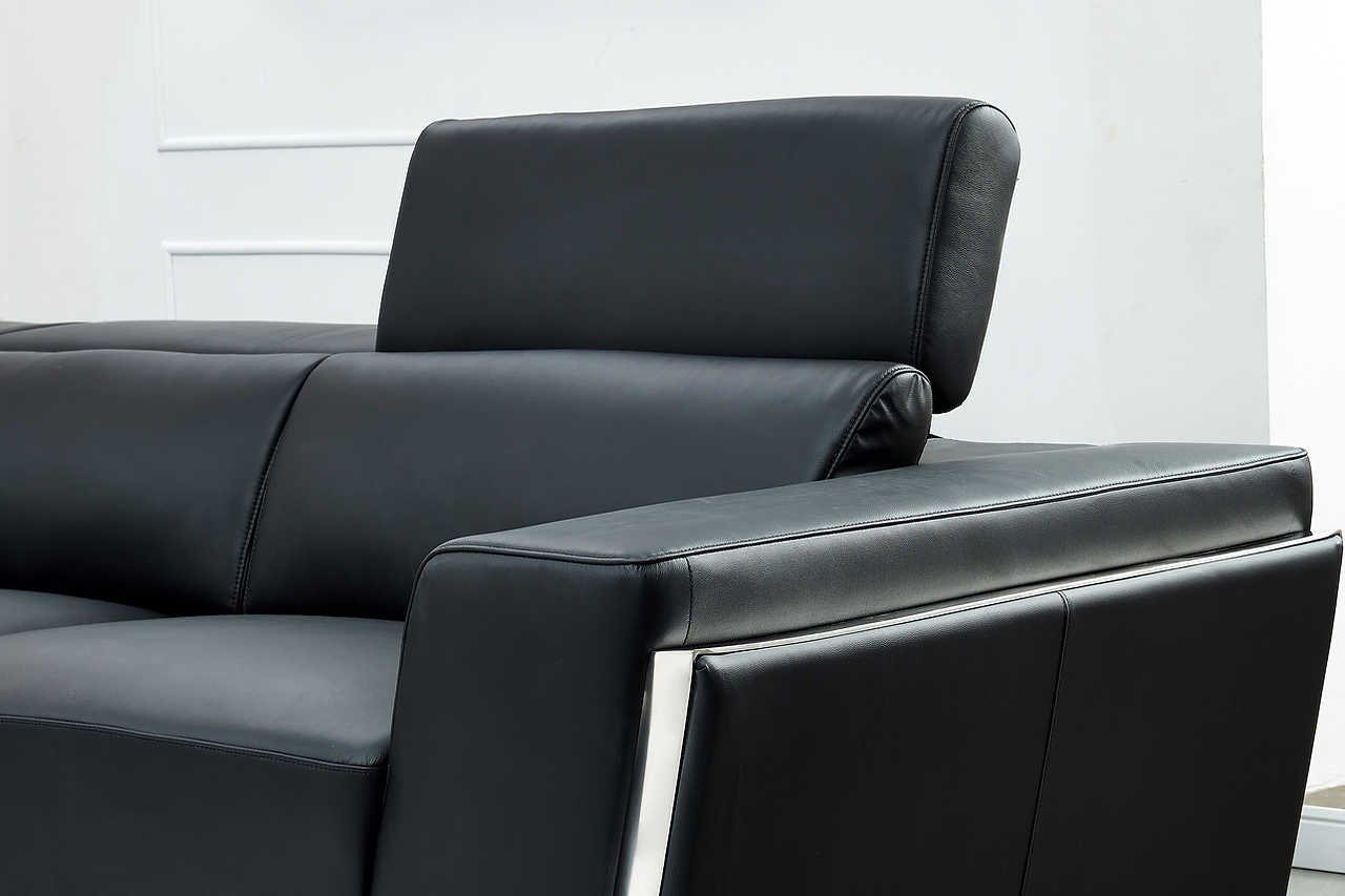 Domo Black Leather Match Sectional Sofa side view
