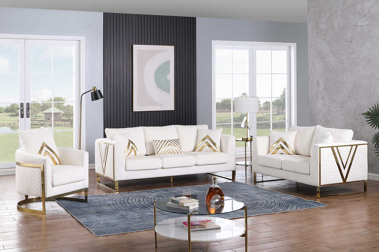 Vista Bonita cream velvet sofa main view