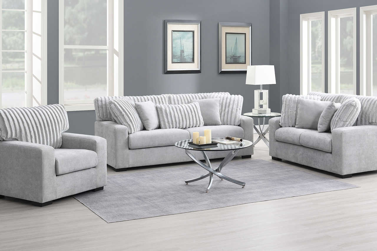 Alternate front view of Tarra Gray Fabric living room set