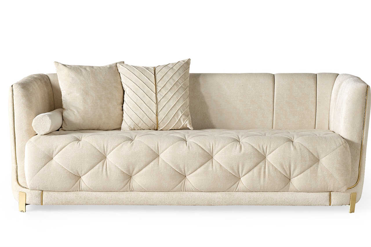 Elit Off White chenille chair in modern living room setting