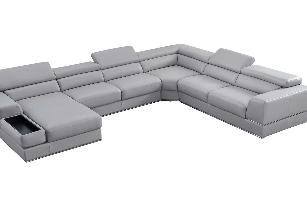 Side view highlighting chaise on Pella sectional sofa