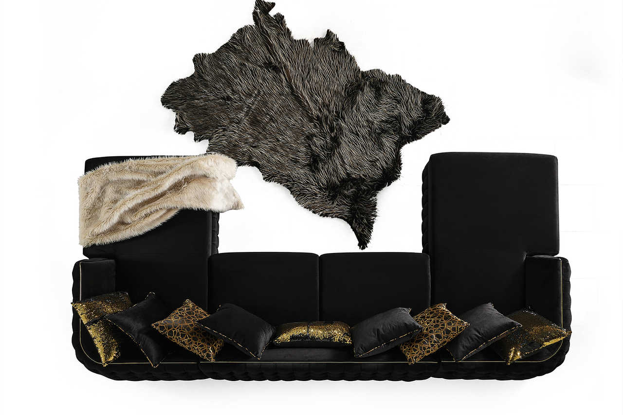 Living room setting with Sicilya Black Sectional sofa