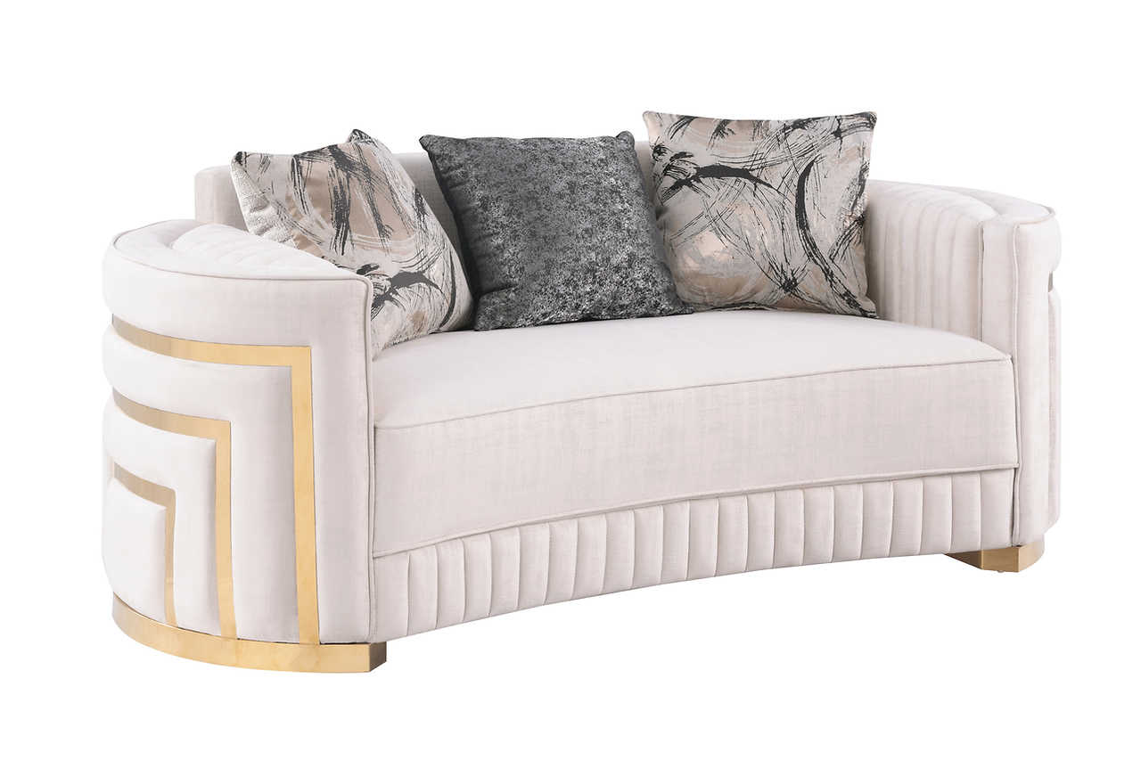 Alternate main view of Minerva Cream Velvet Living Room Set