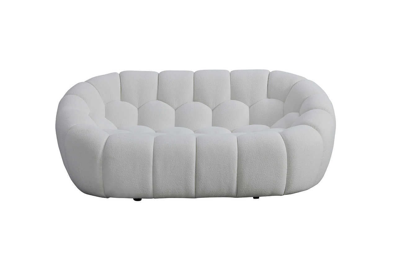 Bubbles White Boucle chair main front view