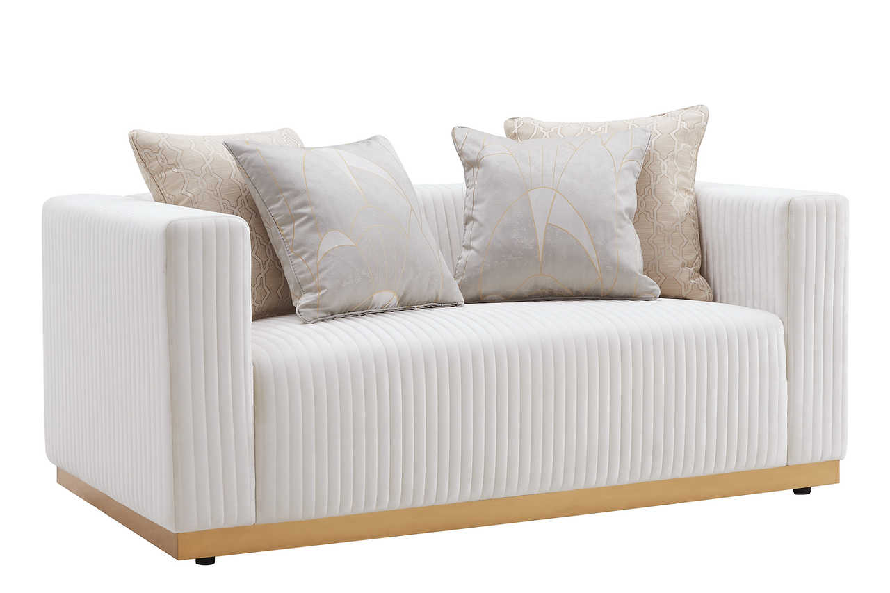 Front view of Alisha Ivory Living Room Set corner seating
