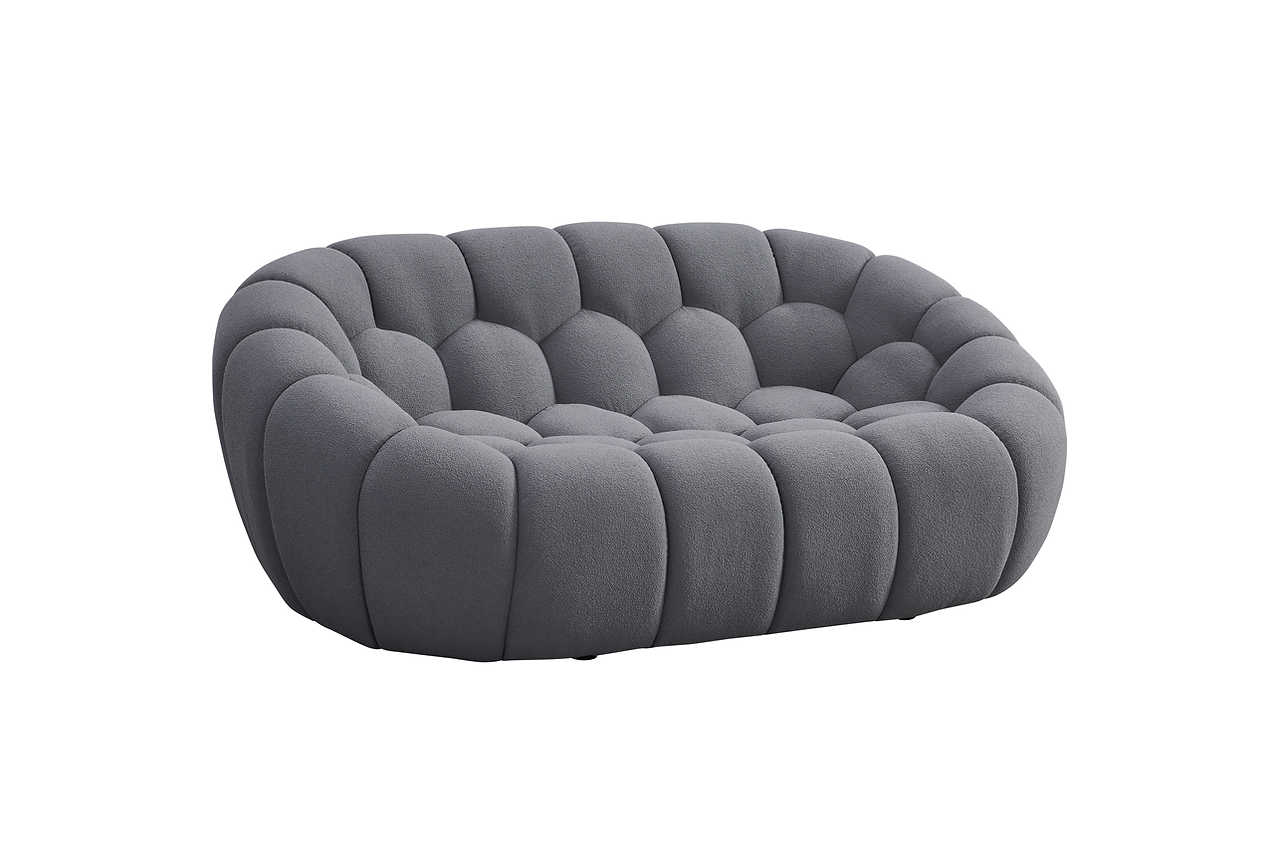 Full view of Bubbles Gray Sofa and Loveseat