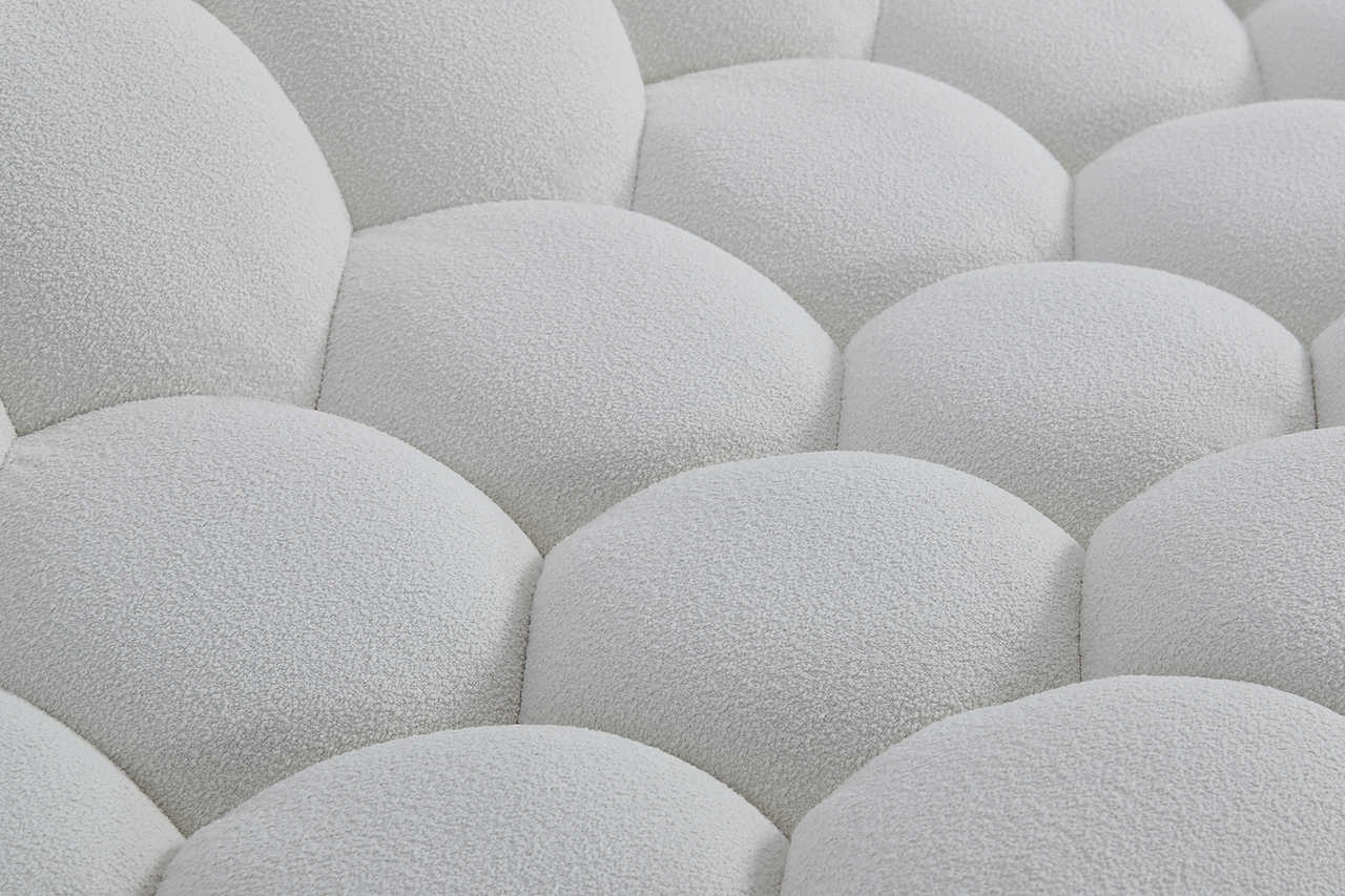 Bubbles White Boucle set angled front view