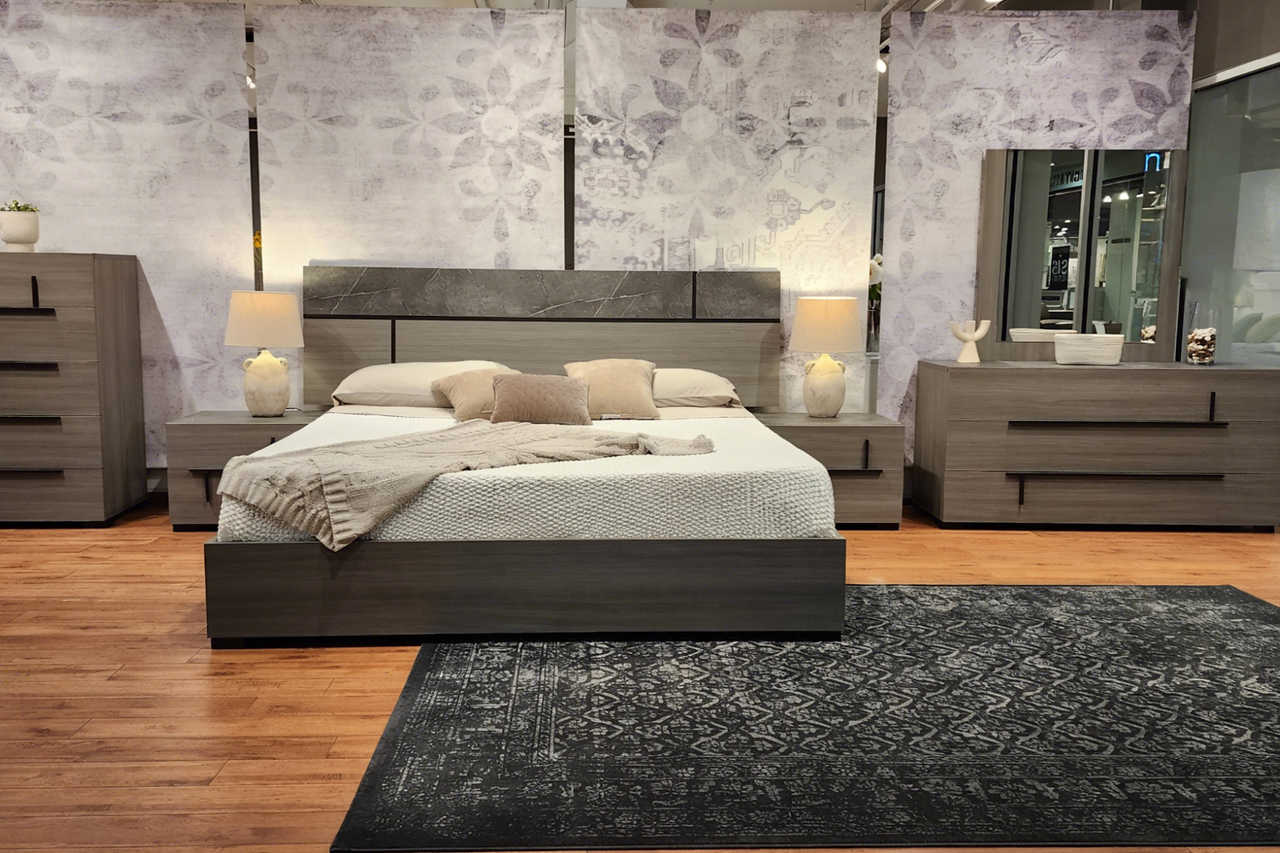Close-up of premium fabric headboard