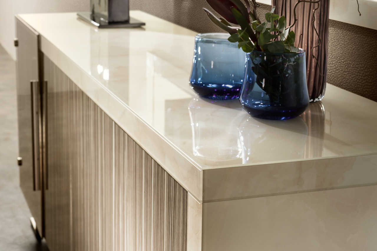 Close-up of Luce dining chair seat and backrest