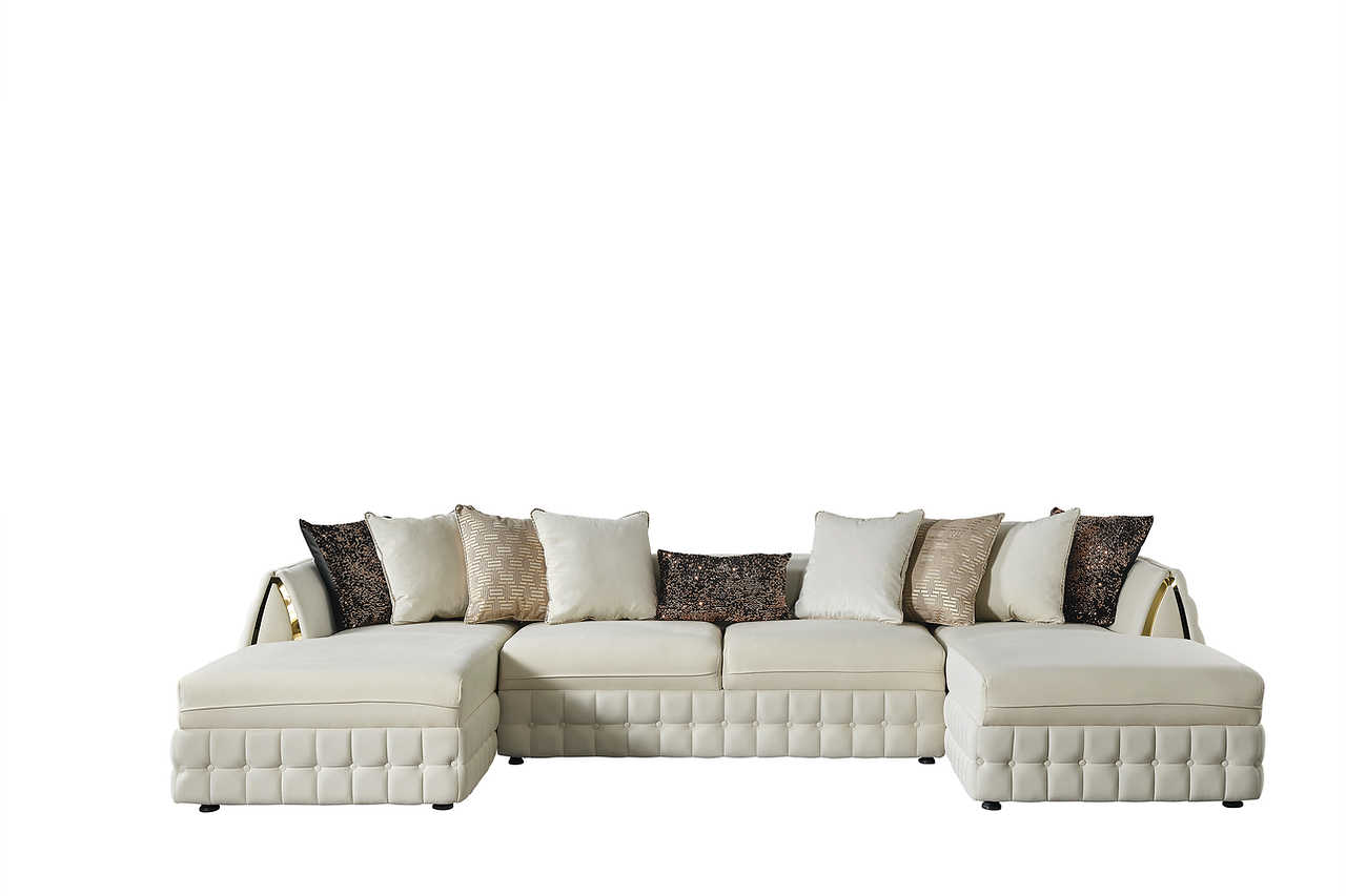 Room view showcasing Sicilya Off White Sectional sofa in living space
