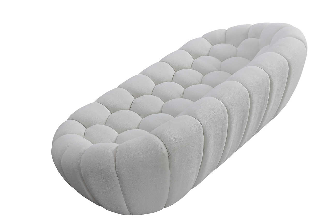 Bubbles White Boucle loveseat front view
