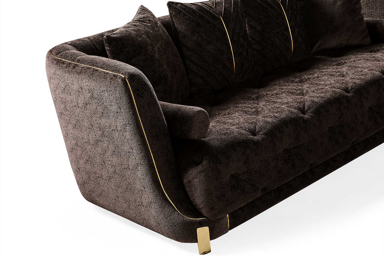 Back view showing chenille fabric texture on Elit Brown Chair