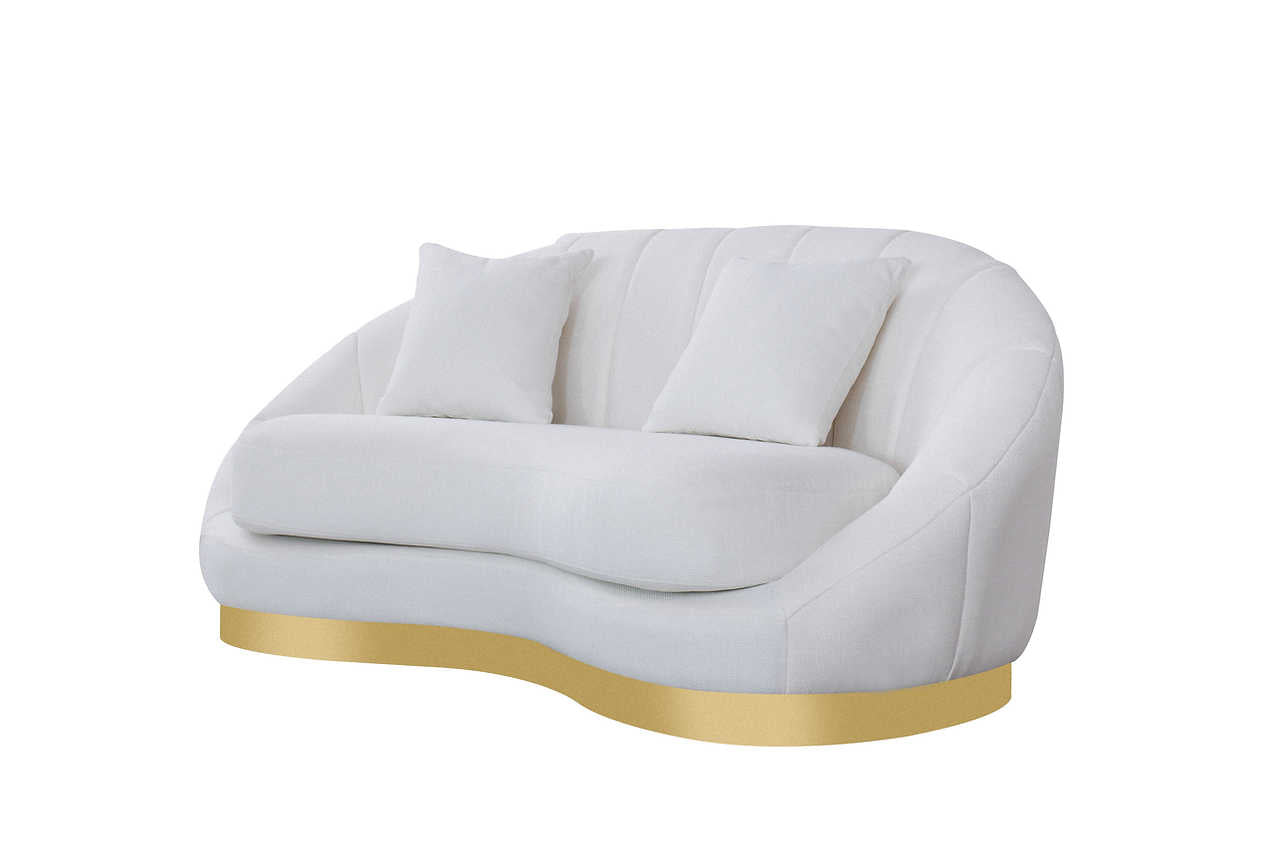 Olena Ivory Living Room Set modern ivory sofa view
