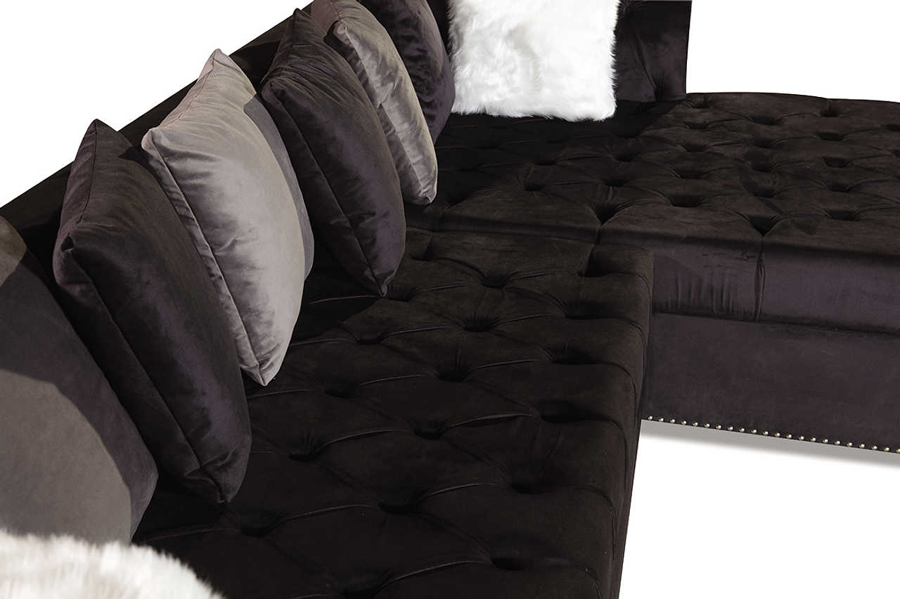 Room view featuring Milan Black Sectional sofa