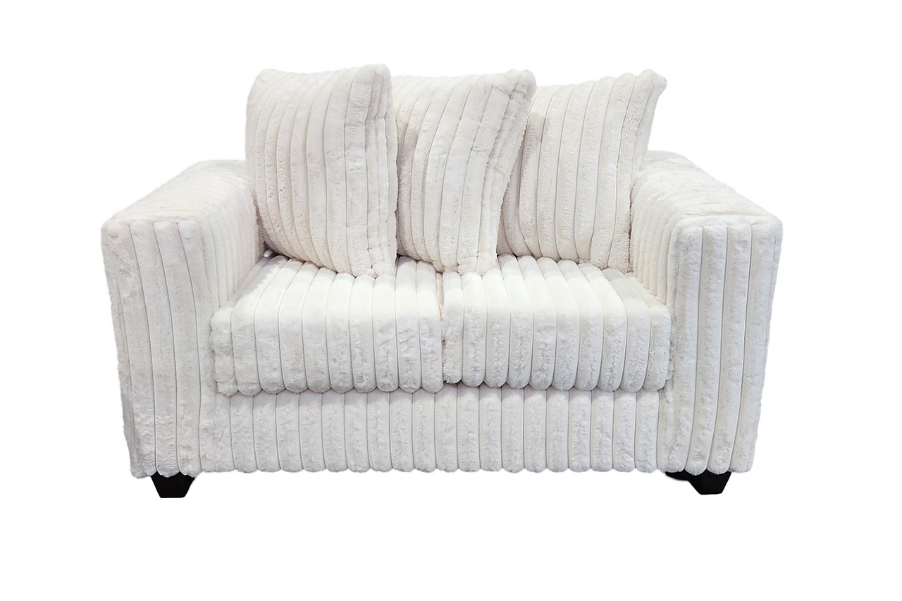 Close-up detail of ivory striped fabric on Gia 2-Piece Living Room Set