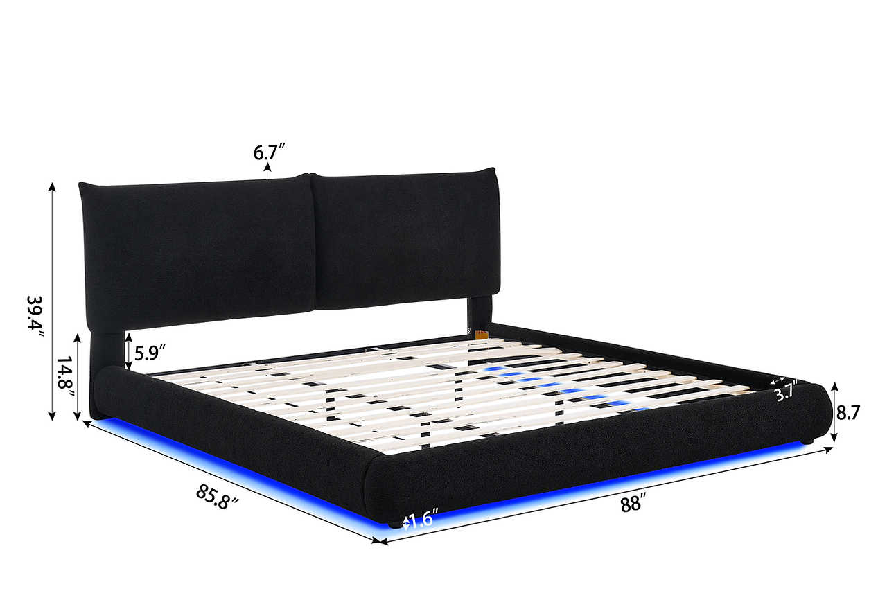 Multi-color LED lighting glowing on Zima bed frame
