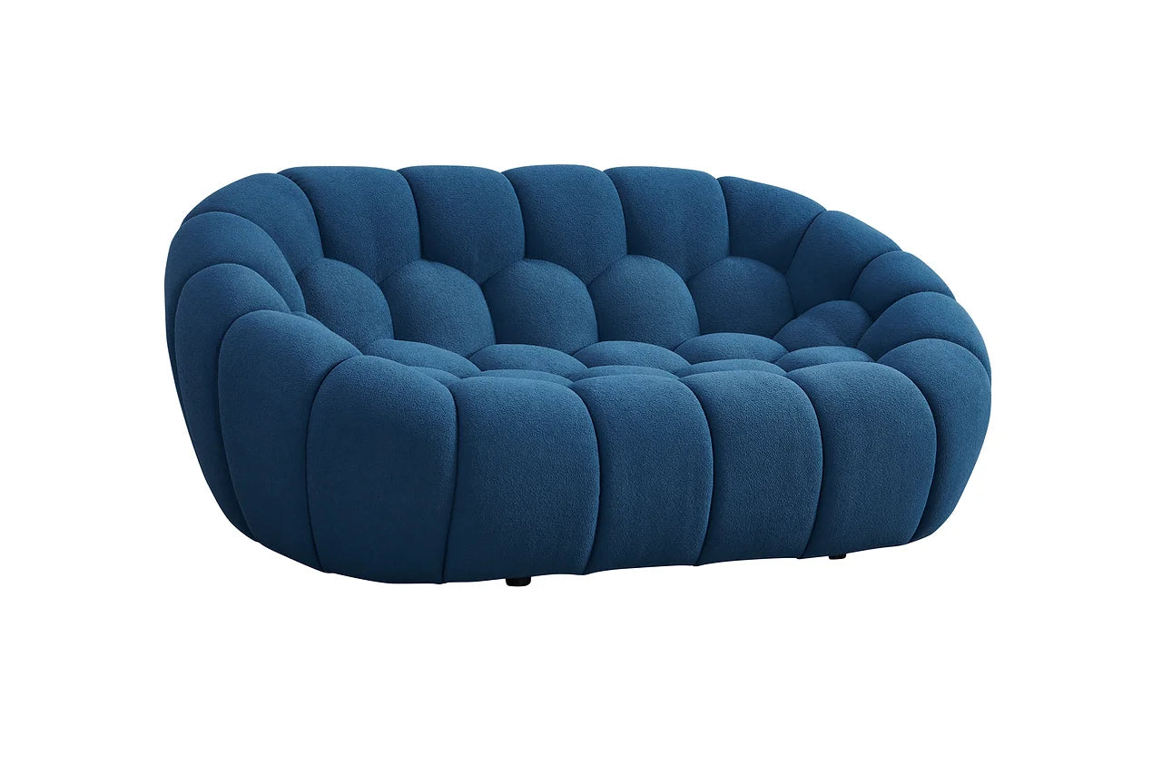 Front view of Bubbles Blue Boucle Living Room Set