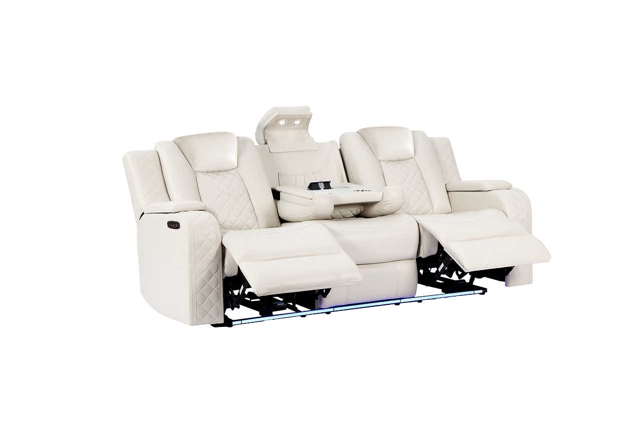 Eclipse Sand Air Leather power reclining loveseat with console