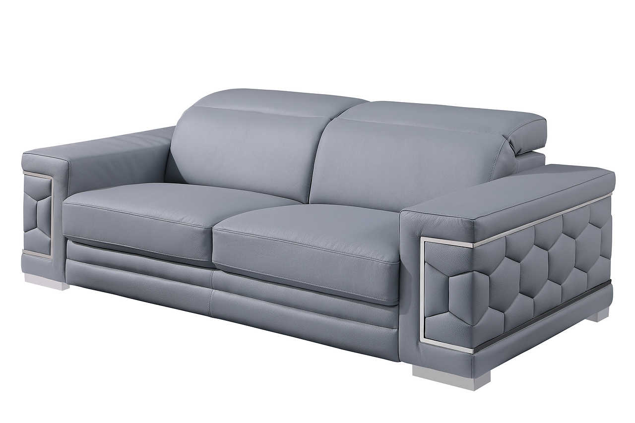main view of Favo Light Blue Leather Living Room Set furniture
