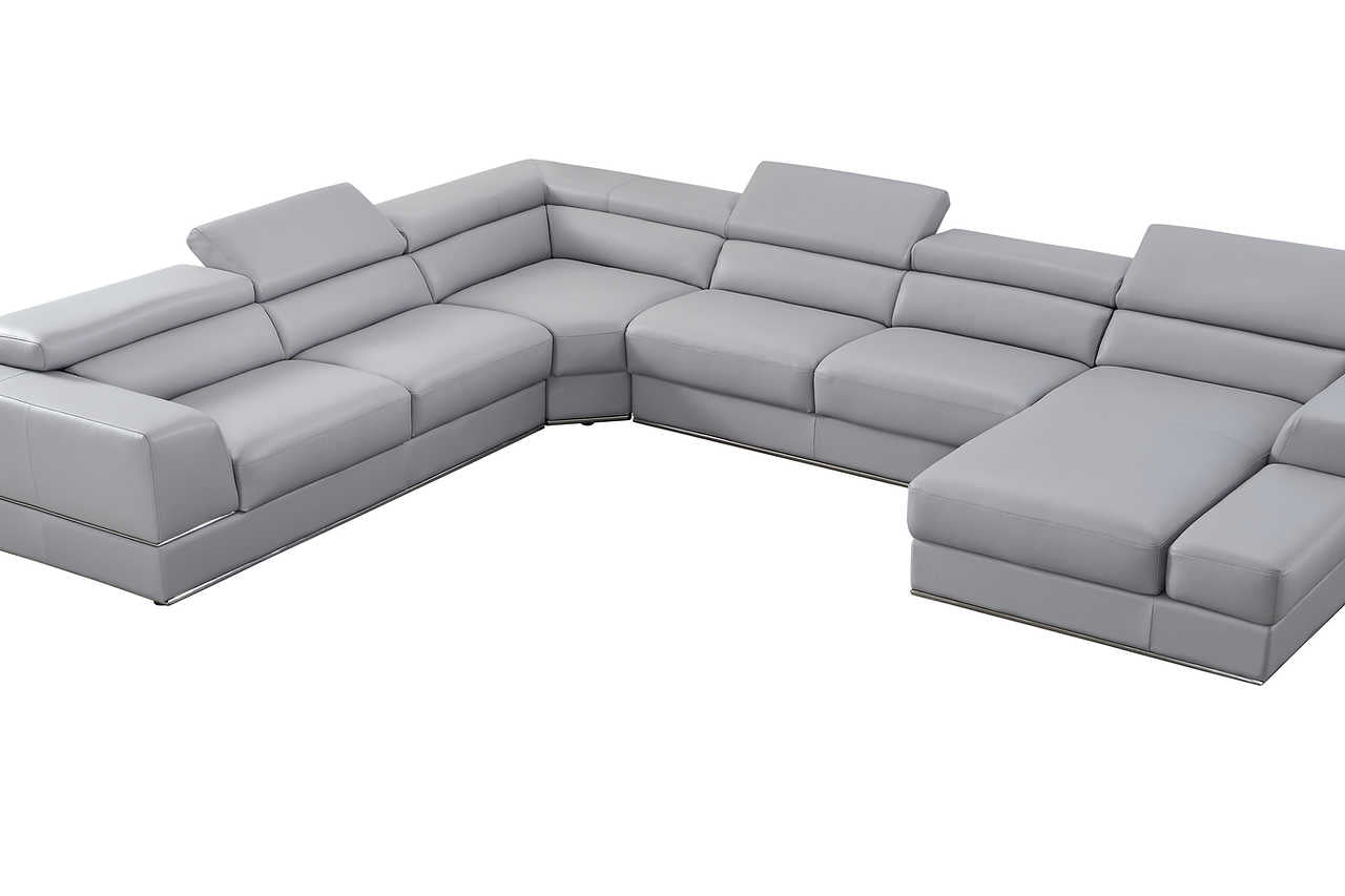Detailed close-up of sectional sofa stitching