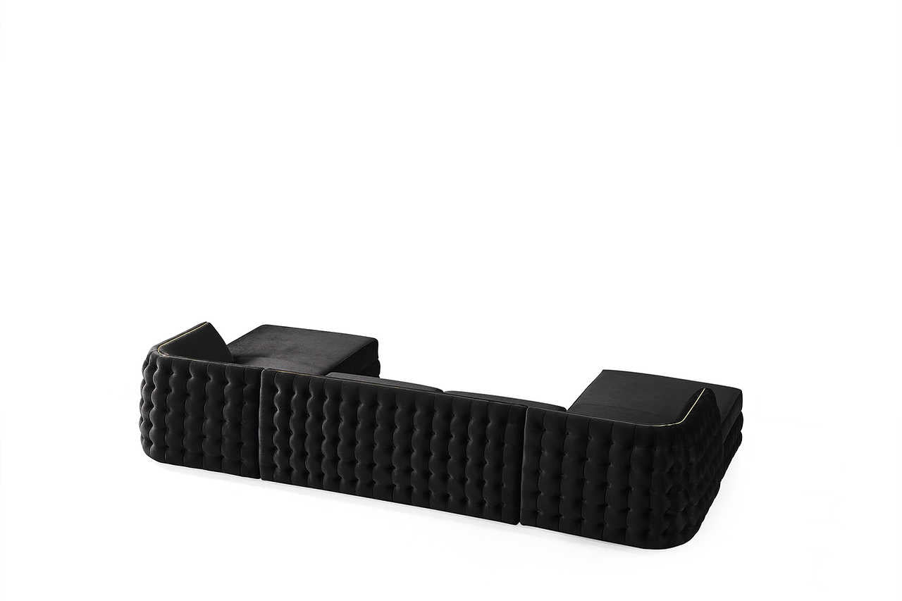 Room perspective with Sicilya Black Sectional sofa