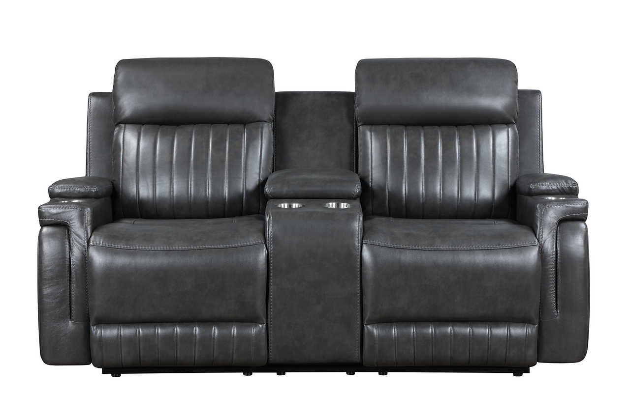 Close-up of Airleather upholstery texture on Ethan sofa