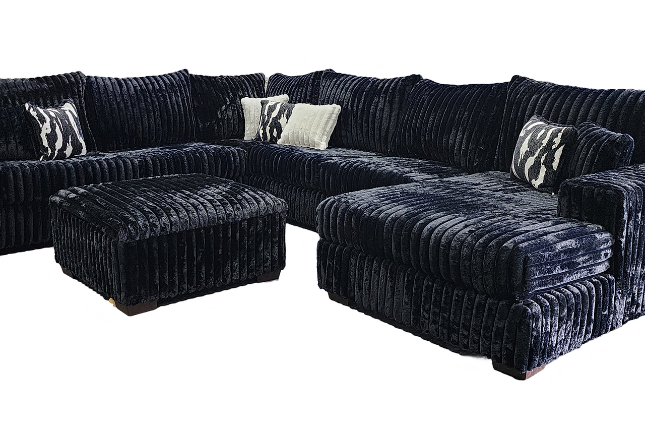 side view of Texan Black Corduroy Sectional sectional sofa