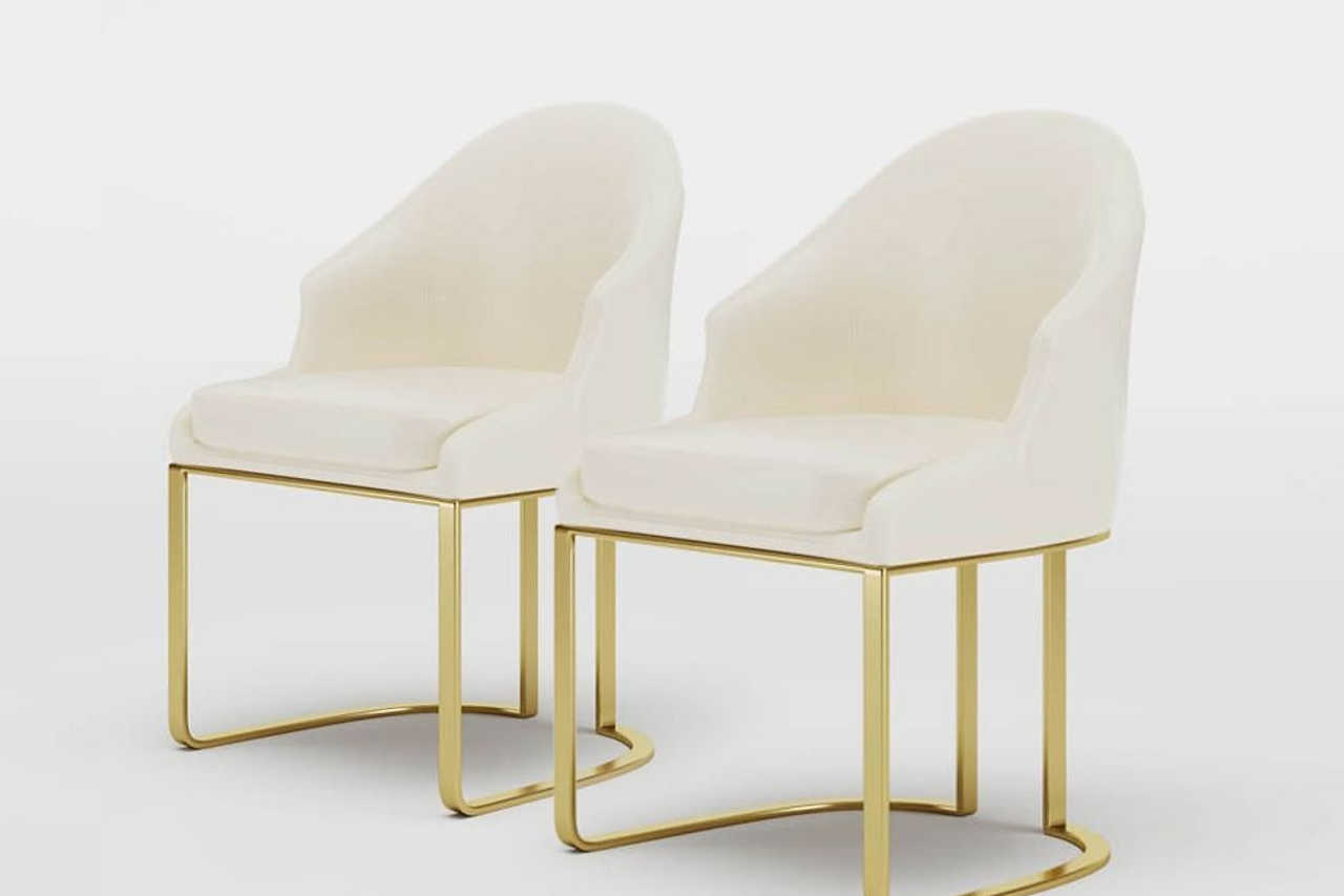 Side angle of Arko beige PU leather dining chair