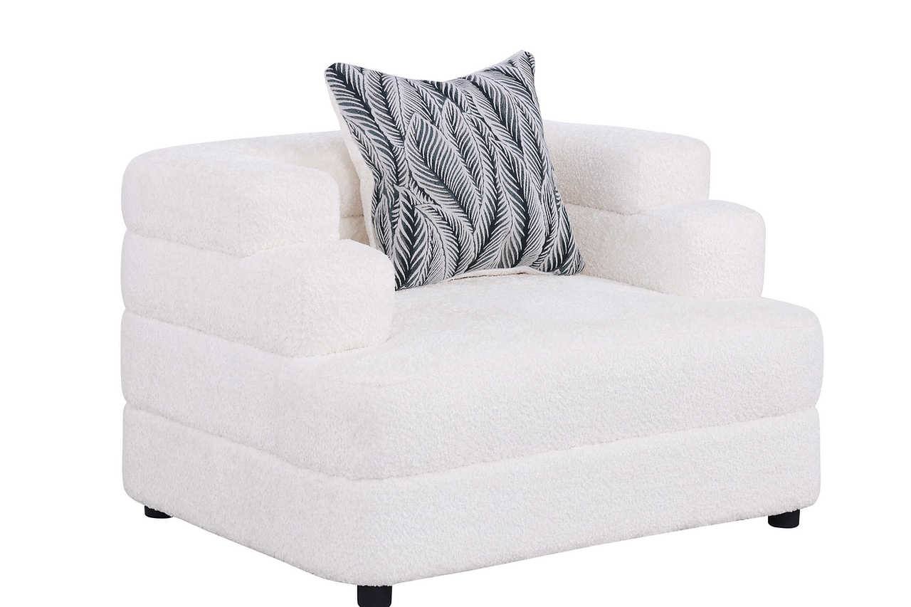 Stepso Cream Boucle Living Room Set main view showing all seating pieces