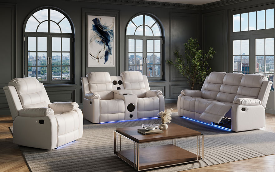 Marisol White Air Leather Living Room Set