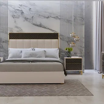 Gemma Italian High Gloss Pearl and 3D Eucalyptol Bedroom Set view 5