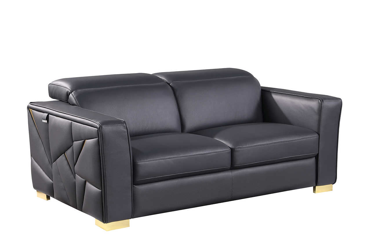 Astra Dark Navy Leather Living Room Set