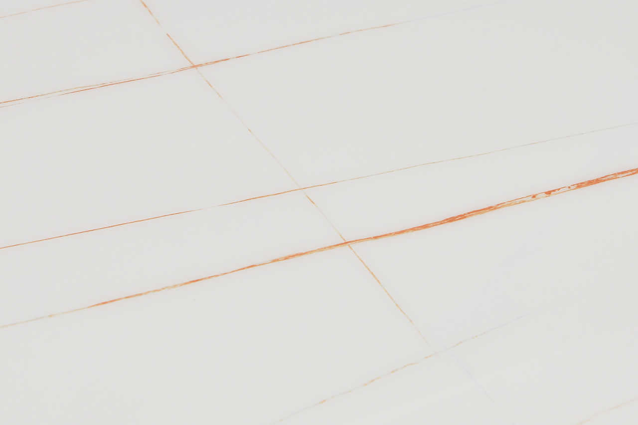Giovanni white and gold marble-like dining table side angle