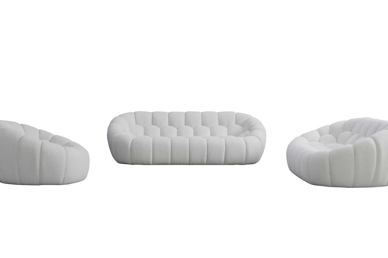 Bubbles White Boucle sofa cushion detail