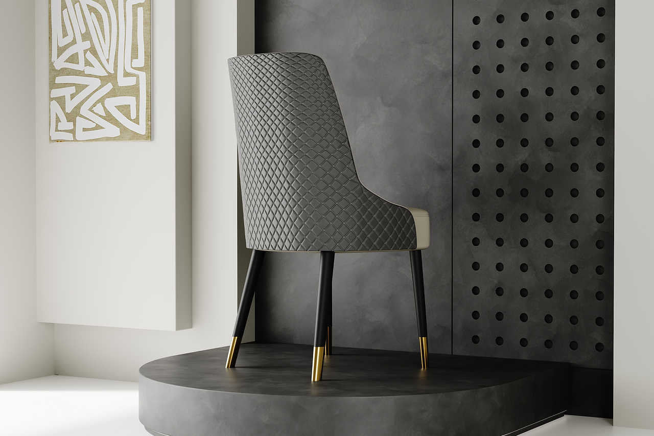 Detail of Lexi table corner and edge in matte black stone