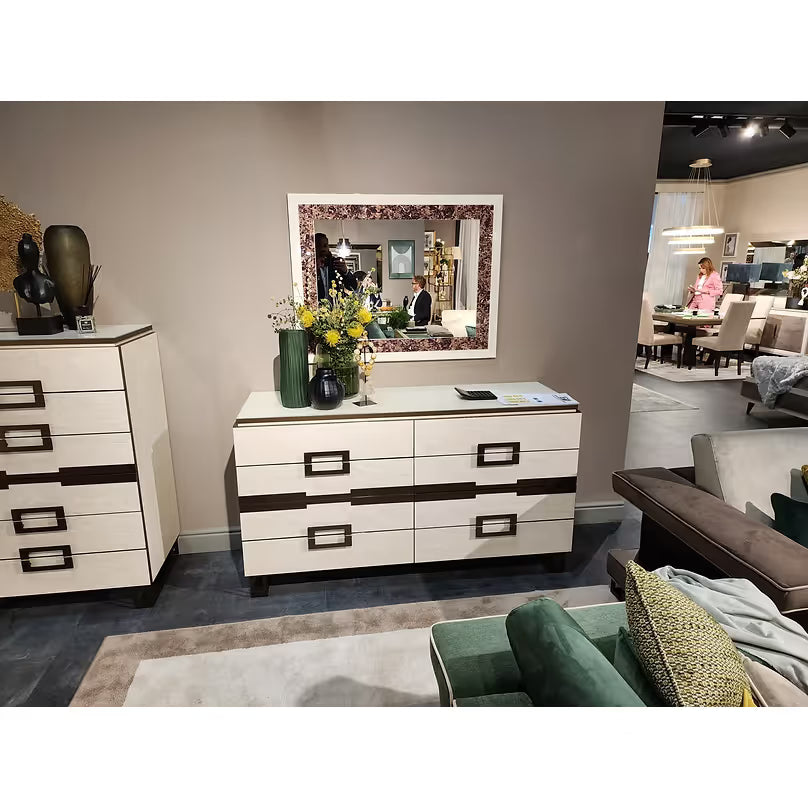 Poesia High Gloss Italian Bedroom Set with LED Bed view 3