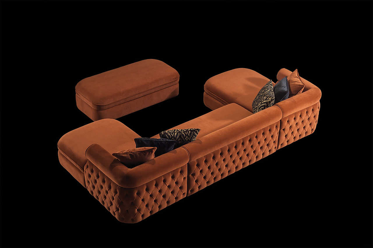 Brooklyn Orange Sectional sofa room overview