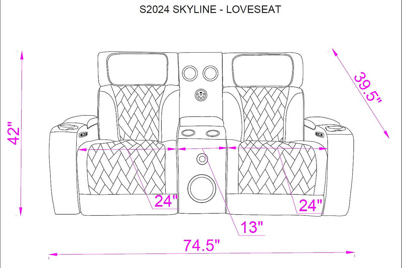 Wireless charger on loveseat arm