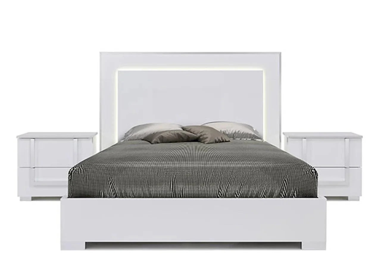 Antonella white extra nightstand front view showing drawers