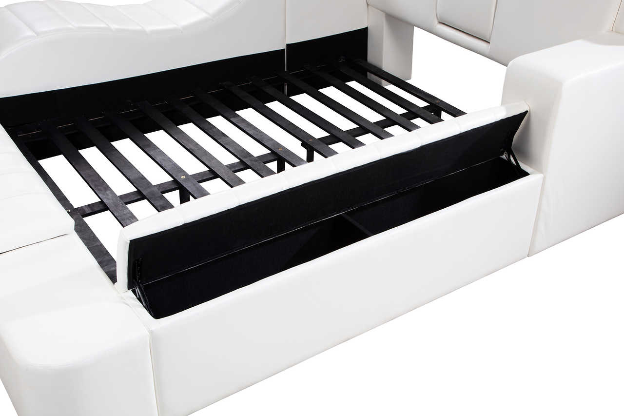 Drop-down table with cup holders on Apollo bed