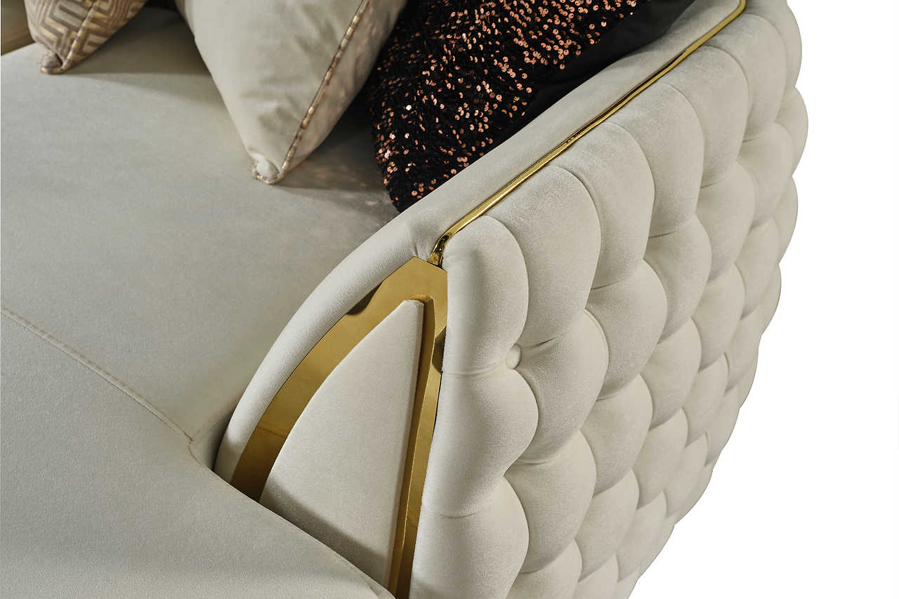 Side profile of Sicilya Off White Sectional sofa